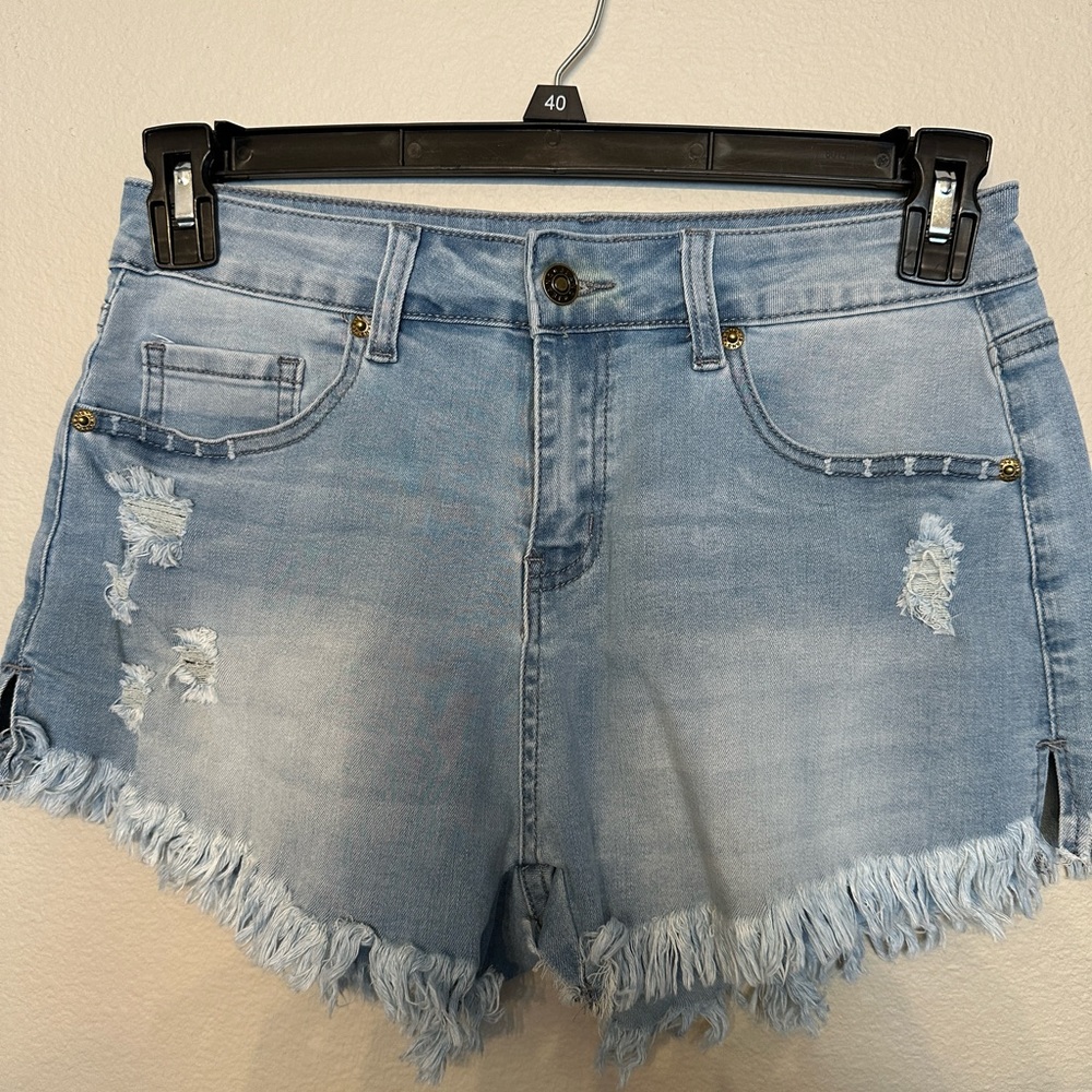Stretchy Distressed Jean Shorts